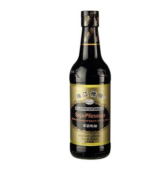 Soja-Sauce - Shoyu, Pearl River Bridge, dunkel, mit Pilzen, China, 500 ml