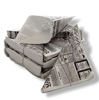 Einweg Snack Fish & Chips-/Pommes Frites-Tüten, mit Zeitungspapierdruck, 17cm, 1.600 St