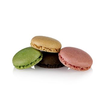Macarons Mischung 1 (je 96 x Pistazie, Schoko, Natur, Himbeer), ca.Ø3,5cm, 921 g, 384 St