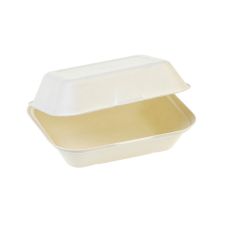 Einweg Naturesse Food Box, Klappdeckel, mittel, 18,5x14x7,4cm, Zuckerrohr, 250 St