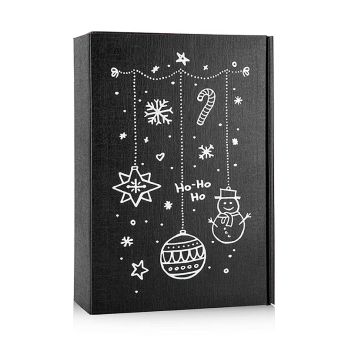 Weinpräsentkarton Seta Schwarz X-Mas, 3er Präsentkarton, 360x250x90mm, 1 St