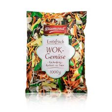 Wok Gemüse, geschnitten, mit Lotuswurzel, Wasserkastanie & Bambus,  TK, 1 kg