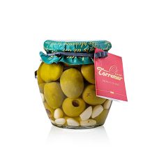 Grüne Oliven, ohne Kern, Gordal, mit Rosmarin & Knoblauch, Torremar S.L., 580 g