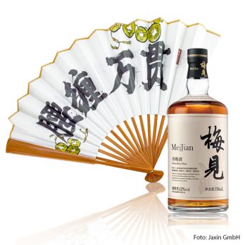 SET Mei Jian Grüner Pflaumenwein mit Fächer, 750 ml, 2 tlg.