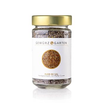 Gewürzgarten - Flor de Sal, handgeschöpft, mit Pfeffer Cuvee, 170 g
