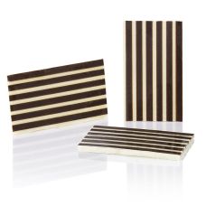 Deko-Aufleger Stripes - Rechteck, weiße/dunkle Schokolade, gestreift, 25x40mm, 680 g, 350 St