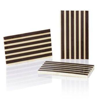Deko-Aufleger Stripes - Rechteck, weiße/dunkle Schokolade, gestreift, 25x40mm, 680 g, 350 St