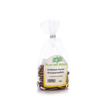 Vollmilch-Dinkelwaffel in Schokolade, Blattert Mühle, 200 g