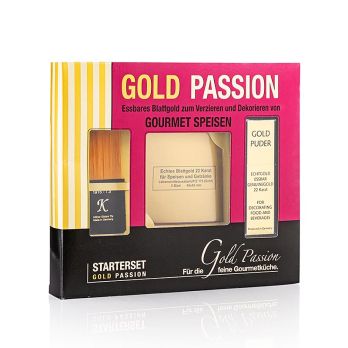 Gold - Starterset, 5xBlattgold 65x65mm, Goldpuder, 22 Karat, Pinsel, E175, 3 tlg.