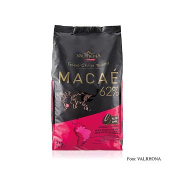 Valrhona Macae Grand Cru, dunkle Couverture, Callets, 62% Kakao, Brasilien, 3 kg