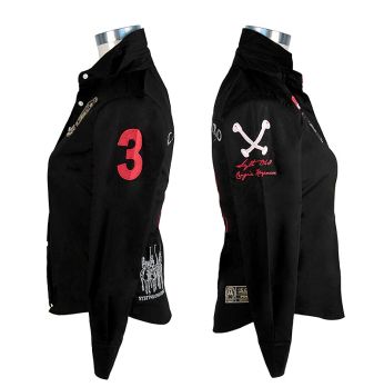 BOS FOOD EDITION Polohemd La Guajiro, Langarm, schwarz/rot, Damen Gr. L, 1 St