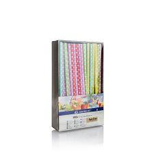 Einweg Papier Trinkhalme Punkte, 6 Farben, 19,7cm, 100 St