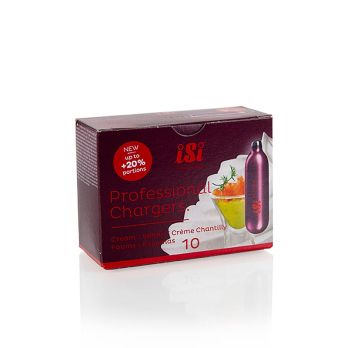 Einweg Sahnekapseln, Distickstoffmonoxid, Professional Charger, iSi, 10 St