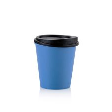 Mehrweg Kaffeebecher ToGo, 200ml, Blau mit Deckel , 100 St