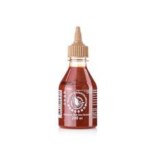 Chili-Sauce - Sriracha, scharf, mit extra Knoblauch, Squeeze Flasche, Flying Goose, 200 ml