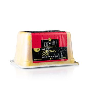Gänsestopfleberblock, Foie Gras, mit Stücken, Feyel, 500 g