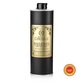 Natives Olivenöl, Fruité Noir, mild-süßlich, Baux de Provence, g.U., Cornille, 1 l