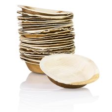 Einweg Palmblattteller, rund, ca. ø 12cm, tief, 100% kompostierbar, 25 St