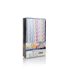 Einweg Papier Trinkhalme Streifen, 6 Farben, 19,7cm, 100 St