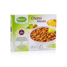 Chana Masala - Kichererbsen in Tomaten Zwiebel Sauce mit Basmatireis, TK, 400 g