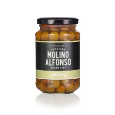 Grüne Oliven, mit Kern, Arbequina, in Lake, Molino Alfonso, 355 g