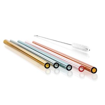 Glas-Trinkhalme, gerade & bunt, ø8mm (1,5mm Wand), 24cm, 50 St