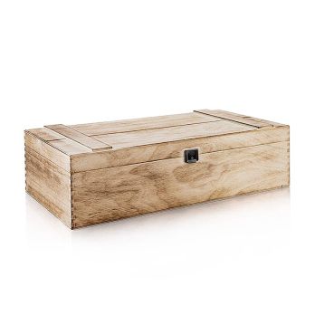Weinpräsentkarton Holzkiste geflämmt, 2er Präsentkarton, 370x185x98mm, 1 St