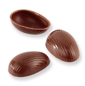 Pralinen-Ei-Halbschalen, Vollmilch, groß, 44x29mm, Läderach (Ostern), 462 St