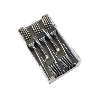 Einweg Silbergabeln, Kunststoff, silberfarben, 18,5cm, 50 St