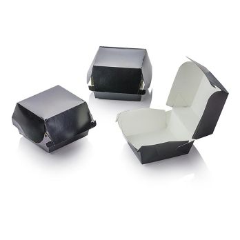 Hamburger Pappboxen Mini, schwarz, 90x80x50mm,100% Chef, 100 St