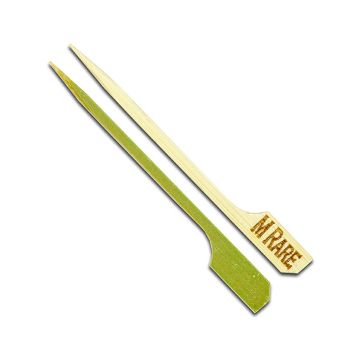 Bambus-Spieße, mit Blattende, mit Aufschrift M Rare, 9cm, 100 St