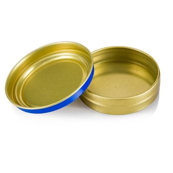 Kaviardose - gold/blau, ohne Gummi,Ø5,5cm (außen 6,5), für 80g Kaviar, 100% Chef, 1 St