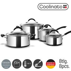 Edelstahl Topfset, für alle Herdarten, 4 Töpfe + Deckel, Coolinato, 8 tlg.