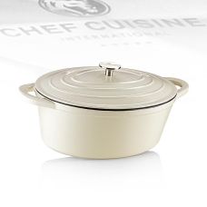Bräter Oval, mit Deckel, beige, Gusseisen/Emaille, Chef Cuisine, 1 St
