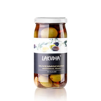 Olivenmischung mediteran pikant, mit Chili, Lakudia, 355 g