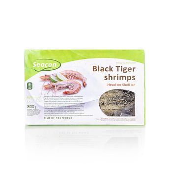 Black Tiger Garnelen, mit Kopf, mit Schale, ca. 6 - 8 Stück, TK, 800 g