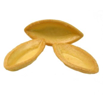 Schiffli-Barquettes, 10cm lang, gesüßt, Mürbeteig, 1,8 kg, 126 St