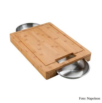 Napoleon Grillzubehör - PRO Holz-Schneidebrett, 2 Edelstahlschalen, 46x33x5,5cm, 1 St