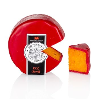 Snowdonia - Red Devil, Leicesterkäse, mit Pfeffer & Chili, roter Wachs, 200 g