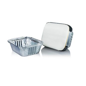 Einweg Aluschalen Take Away, inkl. Deckel, 11,4x14x4,2cm, 500ml, 10 St