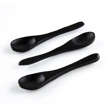 Mehrweg Bambuskaffeelöffel, schwarz, 9cm, spülmaschinengeeignet, 100 St