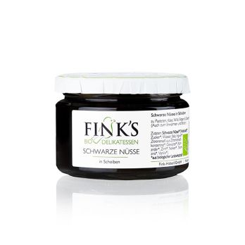 Schwarze Walnüsse (in Scheiben) in kräftigem Sirup, Finks Delikatessen, BIO, 260 g