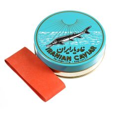 Kaviardose - hellblau, mit Verschluss-Gummi, ø 8 cm, für 125g Kaviar, 1 St