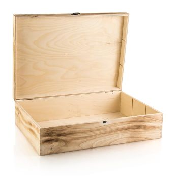 Weinpräsentkarton Holzkiste geflämmt, 3er Präsentkarton, 370x258x98mm, 1 St