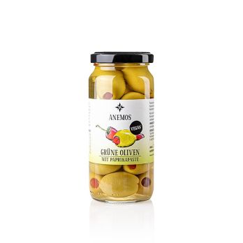 Grüne Oliven, ohne Kerne, mit Paprikapaste, ANEMOS, 227 g