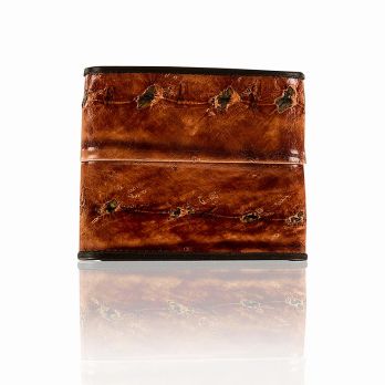 Kreditkartenetui für 6 KK, mit Druckknopf, Stör-/Rinderleder, braun, 11x9x2cm, 1 St