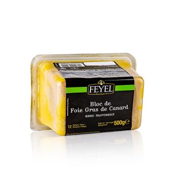 Entenstopfleberblock, Foie Gras, mit Stücken, Feyel, 500 g