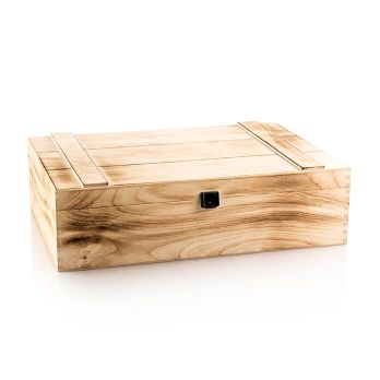 Weinpräsentkarton Holzkiste geflämmt, 3er Präsentkarton, 370x258x98mm, 1 St