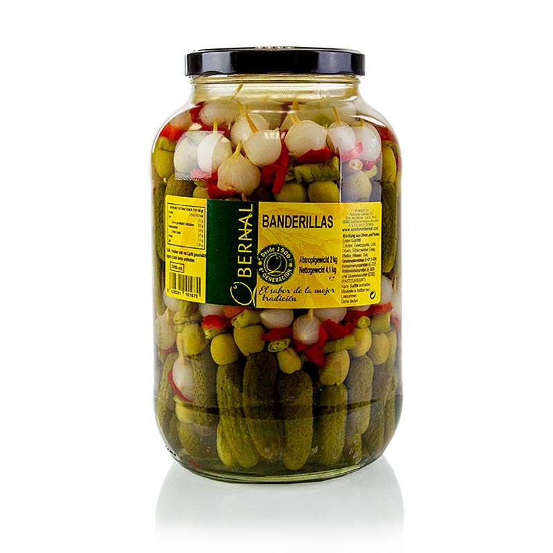 Gurken-Spieße mit Zwiebeln, Oliven und Chili, Banderlillas, 4,1 kg ...